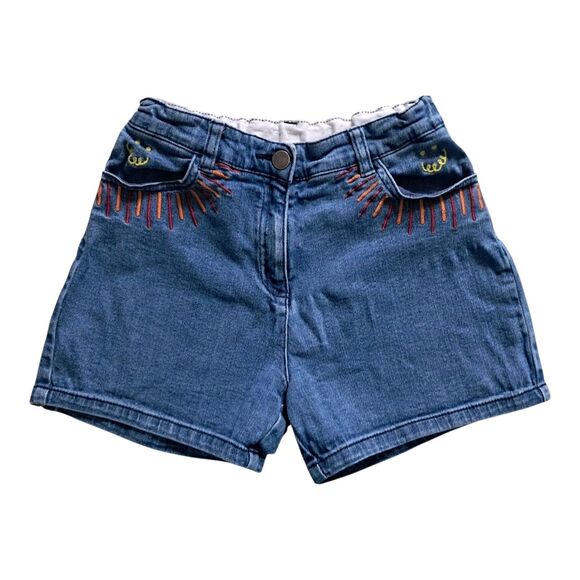 Stella McCartney Kids Jean Shorts Girls 12 Eddie‎ Rainbow Embroidered Designer - Picture 1 of 12